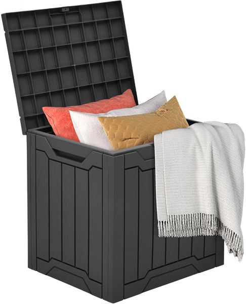DWVO Aufbewahrungsbox Garten Auflagenbox Kissenbox Gartenbox Outdoor Gartentruhe |Wasserdicht Gasdruckfeder|118 Liter 56 x 43.5 x 43 cm|Für Sitzauflagen Gartengeräte & Kinderspielzeug|Schwarz