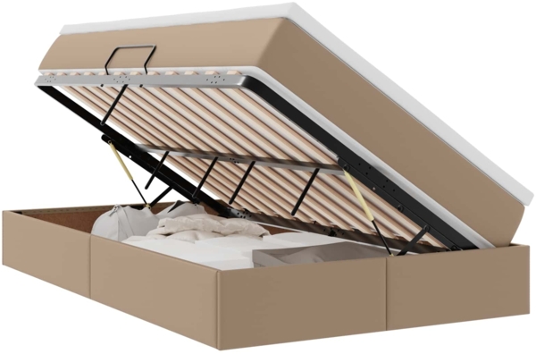 vidaXL Aufbewahrungsbett mit Matratze Cappuccino 120x190 cm 3370157