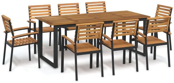 vidaXL 9-tlg. Garten-Essgruppe Massivholz Akazie und Metall 3155405
