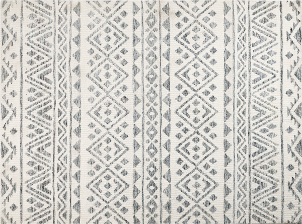 Teppich creme grau 300 x 400 cm geometrisches Muster Kurzflor ASPANI