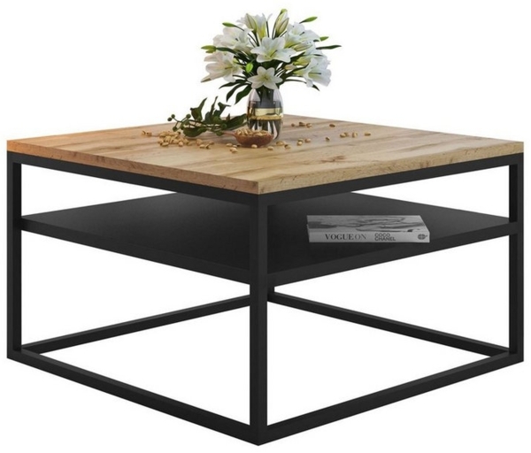 Lookway Couchtisch NOVA LOFT mit Ablage auf schwarzem Gestell (1x Tisch), Breite: 68,5