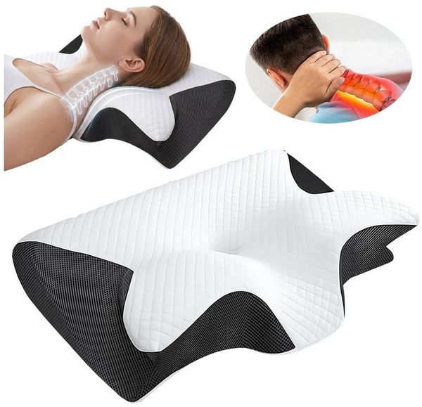 AKKEE Nackenstützkissen Orthopädisches Kissen Kopfkissen Nackenschmerzen aus Memory Foam, Ergonomisches