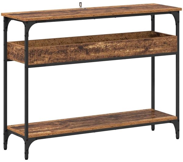 Konsolentisch, Beistelltisch, Konsole mit Regal Altholz 100 x 29 x 75 cm Holzwerkstoff