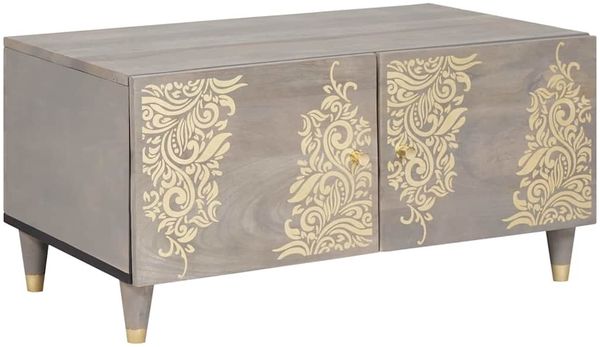 vidaXL Couchtisch Grau 80 x 50 x 40 cm Massivholz Mango 4018777