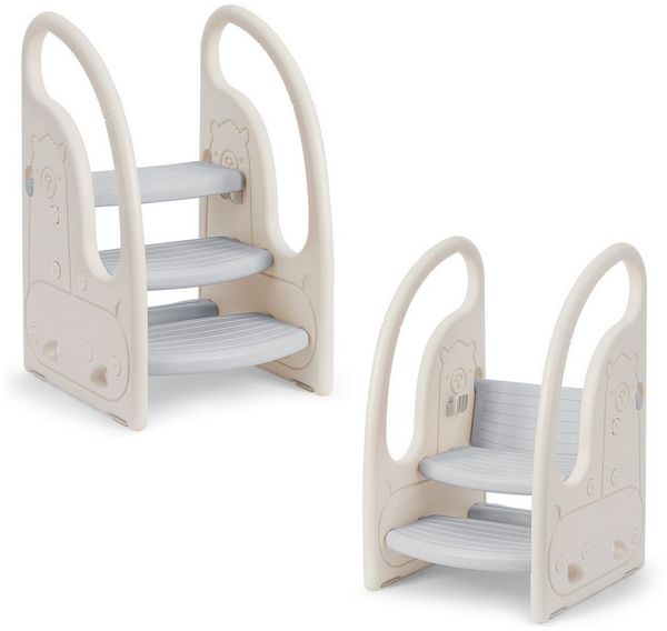 OUNUO Kinderhocker Kind-Tritthocker Kunststoff 3 Stufen mit breiten Stufen für 2 Jahre ab