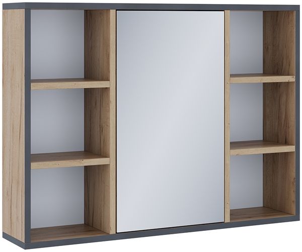 Badspiegelschrank Stephan Goldkraft Eiche 80 x 59.2 cm mit Regalböden und Spiegeltür Vicco