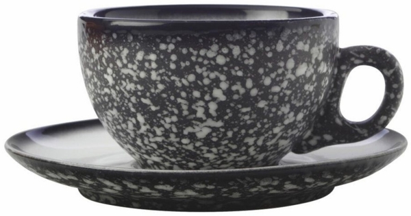 Maxwell & Williams AX0358 CAVIAR GRANITE Tasse mit Untertasse, Premium-Keramik