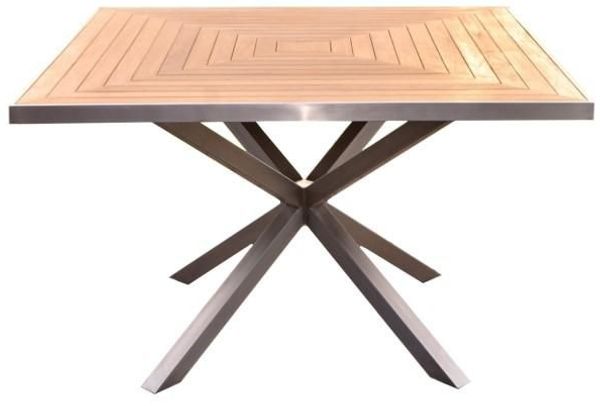 Designer Tischset Andalo Tisch + 4 Stühle Cantene Teakholz Edelstahl - Tischplatte: 120x120 cm