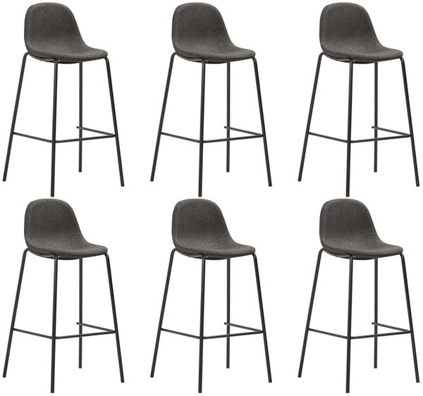vidaXL Barhocker 6 Stk. Dunkelgrau Stoff 3051099