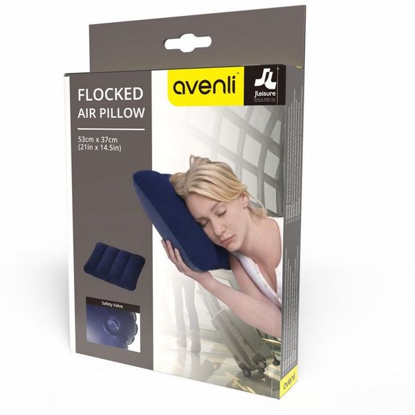 Avenli Reisekissen Aufblasbares Reise-Kopfkissen 48x34x12 cm, Packung, 1-tlg, 48x34x12 cm, beflockte Oberfläche
