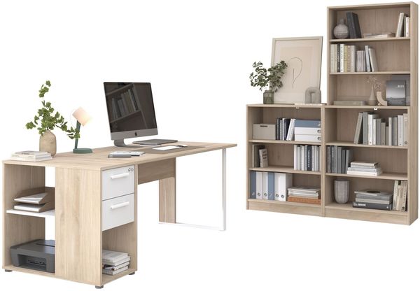 Büroeinrichtung Parisot Start Up 4-tlg. Holznachbildung Weiß/Eiche