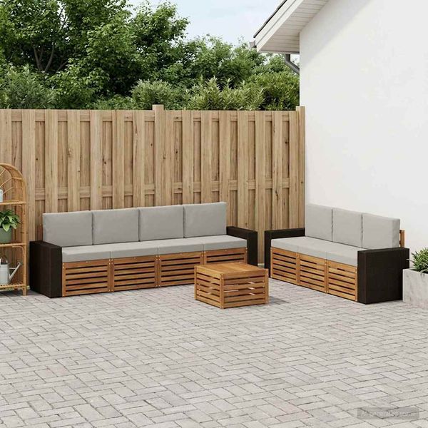 vidaXL Sofagarnituren mit Kissen 8 pcs Massivholz Akazie 3384122