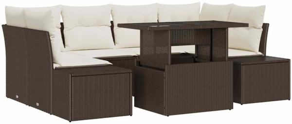 vidaXL Garten-Sofa-Set mit Kissen 7 pcs Braun und Creme 3357851