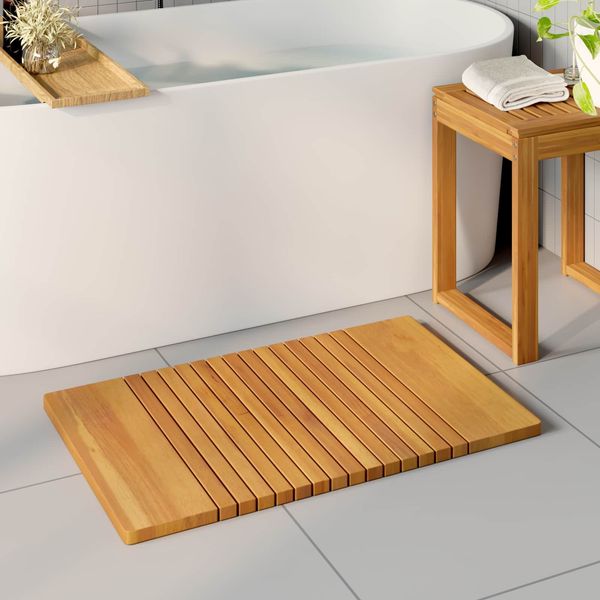 vidaXL Badematte Uni Braun 81 x 50 cm Holz 42025264