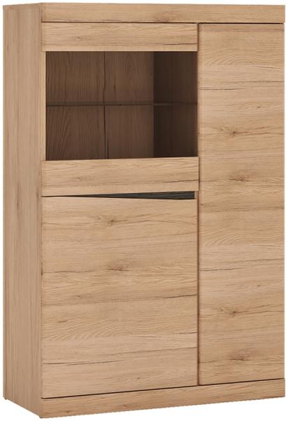 Highboard mit Glastür SANFORD-129 in Eiche hell Nb, B/H/T: ca. 86/131/40 cm