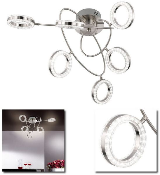 Home4Living LED Deckenleuchte Deckenlampe Spot Geza Wohnzimmerlampe 6flg Wofi, inkl. Leuchtmittel, Dekorativ, moderne LED-Technik