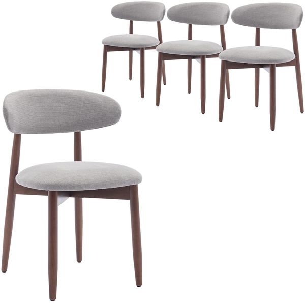 COLAMY Esszimmerstühle 4er Set, Polsternder Stühle Esszimmer mit Rückenlehne, Moderne Küchenstühle Gepolstert, Stoff Dining Chairs mit Back und Holzbeinen für Esszimmer, Küche, Restaurant, Hellgrau