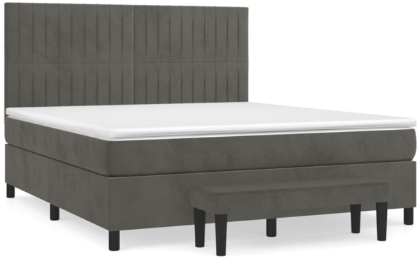 vidaXL Boxspringbett mit Matratze Dunkelgrau 180x200 cm Samt 3137978