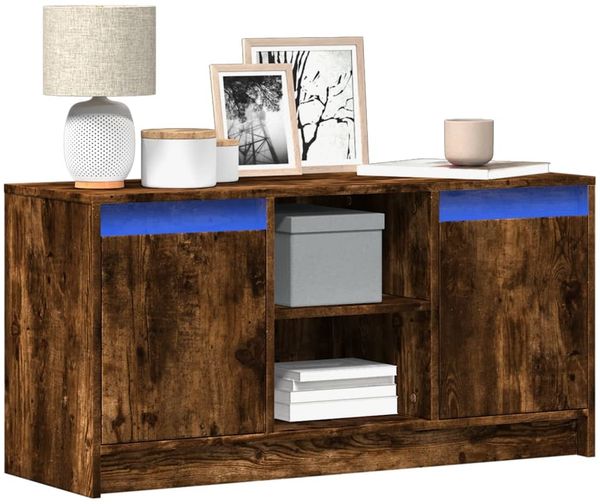 vidaXL TV-Schrank mit LED-Beleuchtung Räuchereiche 100x34x50 cm 852191