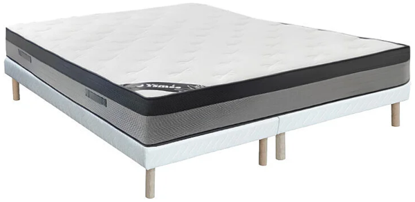 Vente-unique - Bett-Set 180 x 200 cm, Polsterbett + Hybridmatratze 7-Zonen-Taschenfederkern & Memory-Schaum, Höhe 30 cm - ILYROS von YSMÉE