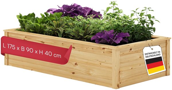 STEELSØN 'Theemin' Hochbeet, Lärchenholz, natur mit UV-Schutzlackierung, wetterfest, 175x90x40 cm, Gemüsebeet inkl. Kunststofffolie