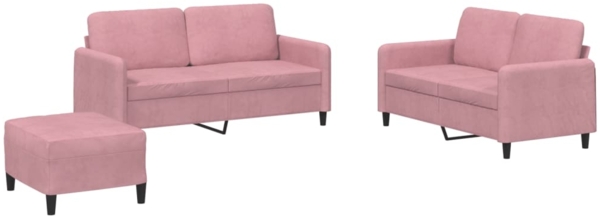 vidaXL 3-tlg. Sofagarnitur Rosa Samt 3201987