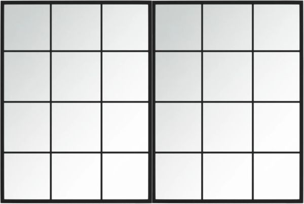 Wandspiegel, Badspiegel 2 Stk. Schwarz 80x60 cm Metall de6847
