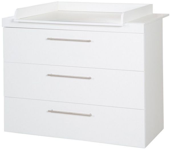 roba® Wickelkommode Kimi - Aus Holz - Weiß - 3 Schubladen mit Softclose - Babyzimmer