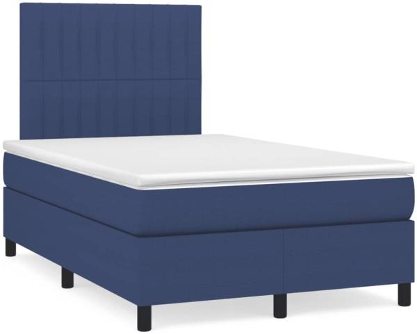 vidaXL Boxspringbett mit Matratze & LED Blau 120x190 cm Stoff 3270217