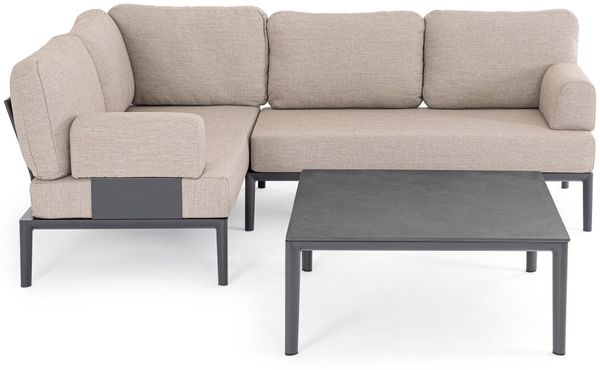 Gartencouchtisch Dalger aus Aluminium und Stein, modern, anthrazit, 90x90 cm, outdoor geeignet Bild 6