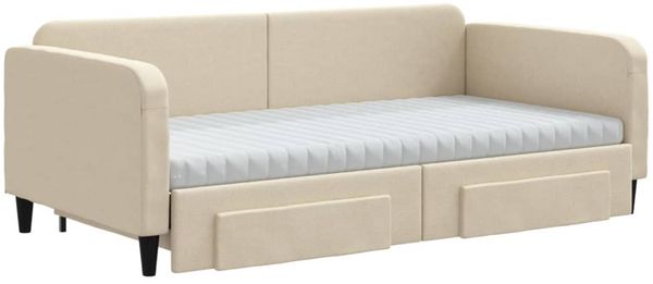 vidaXL Tagesbett Ausziehbar mit Schubladen Creme 100x200 cm Stoff 3196879 Bild 3