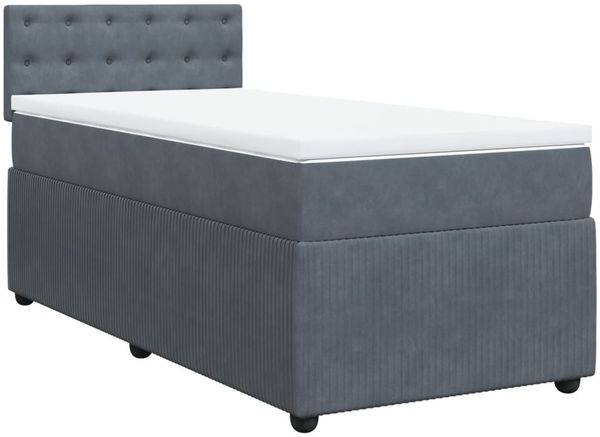 vidaXL Boxspringbett mit Matratze Dunkelgrau 90x200 cm Samt 3289939 Bild 3