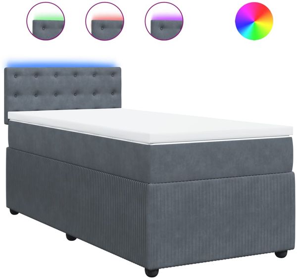 vidaXL Boxspringbett mit Matratze Dunkelgrau 90x200 cm Samt 3289939 Bild 2
