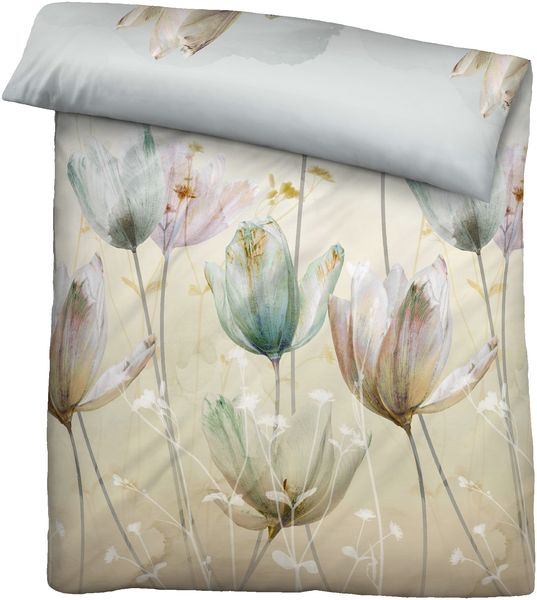 biberna Baumwoll-Satin Bettwäsche 0614508 TULPE, perlmutt, 1x 155x220 cm + 1x 80x80 cm Bild 2