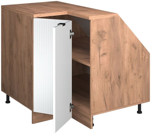 Eck-Küchenschrank für Dachschrägen R-Line Weiß Riffel 75.6 cm mit 1 Tür, Schrankkorpus 60 cm Tiefe Vicco Bild 3
