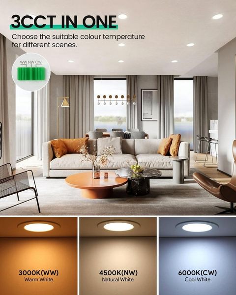 LA CUTE LED Einbaustrahler LED Einbaustrahler dimmbar 5W extra flach IP44 mit 3 Farbtemperaturen, Fest verbautes LED-Modul, 5 Watt, 450 Lumen, Warmweiß (3000K), Neutralweiß (4500K), Kaltweiß (6000K) – wählbar, Drei Farbtemperaturen (3000K, 4500K, 6000K...