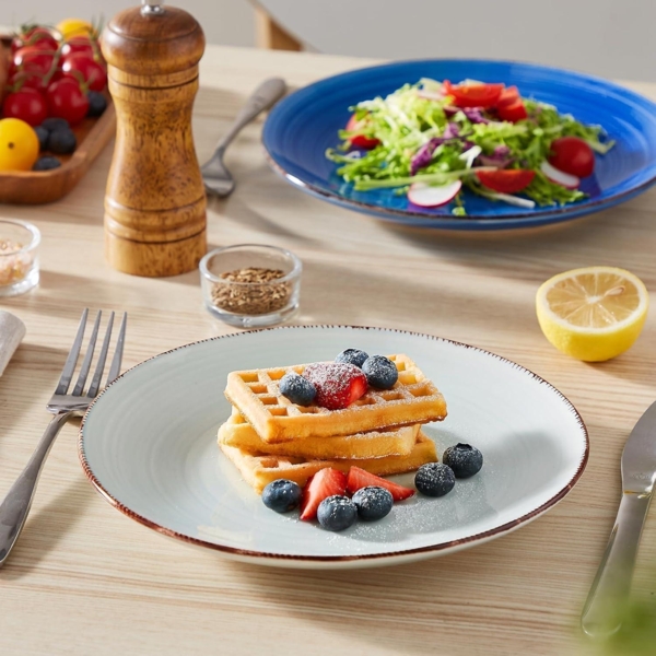 vancasso BONITA Speiseteller Set 6 Personen Ø 21,5 cm Geschirr Steingut Blau Bild 5