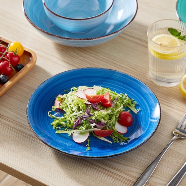 vancasso BONITA Speiseteller Set 6 Personen Ø 21,5 cm Geschirr Steingut Blau Bild 6