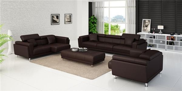 Xlmoebel Polstergarnitur Elegante Ledersofagarnitur in modernem Design mit hohem Sitzkomfort, (3-tlg, Sofagarnitur 3+2+1 Sitzer), Hergestellt in Europa