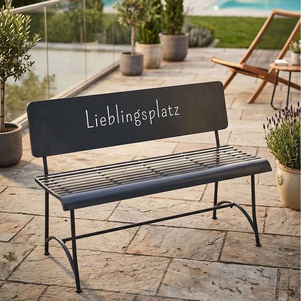 Levandeo® Gartenbank Gartenbank Metall Schwarz L115cm Lieblingsplatz Sitzbank Outdoor Metal