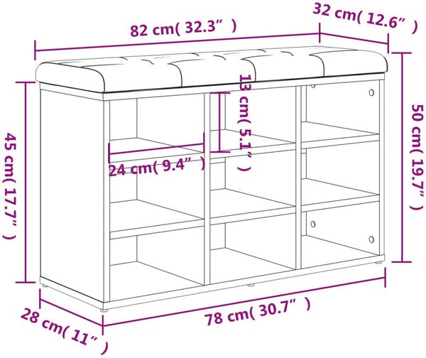 vidaXL Schuhbank Betongrau 82x32x50 cm Holzwerkstoff 835106 Bild 9