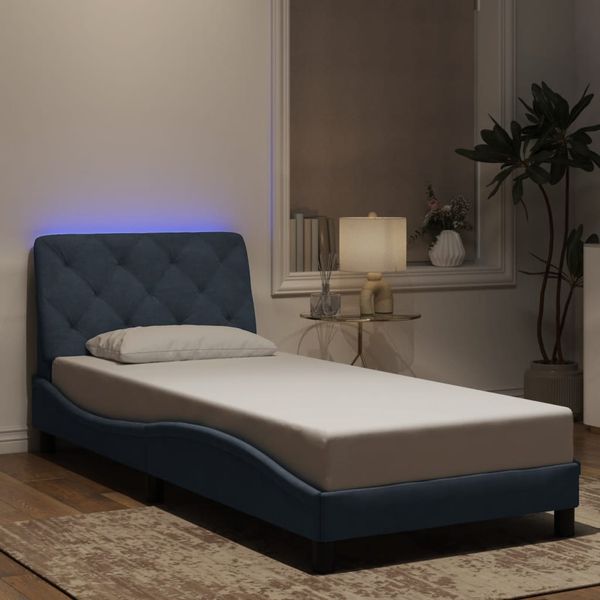 vidaXL Bettgestell mit LED ohne Matratze Dunkelgrau 90x190 cm Samt 3213826