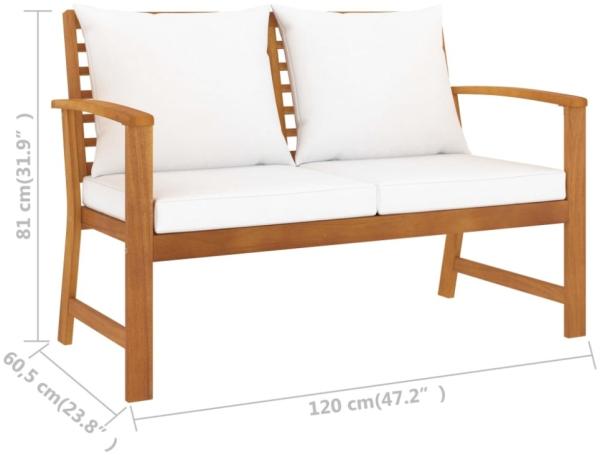 vidaXL Gartenbank 120 cm mit Creme Kissen Massivholz Akazie 318339 Bild 3