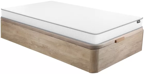 Vente-unique - ASTYANAX II Mattress and bed base set StoffHolz, Platte Beige - B 90 cm x H 12 cm30 cm x L 190 cm