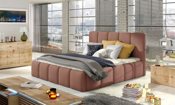 Polsterbett Doppelbett VERONA Set 1 Polyesterstoff Rose 120x200cm