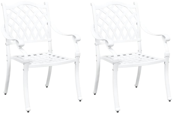 vidaXL Gartenstuhl 2 pcs Weiß 55 x 56,5 x 91cm Aluminium 42002376 Bild 1