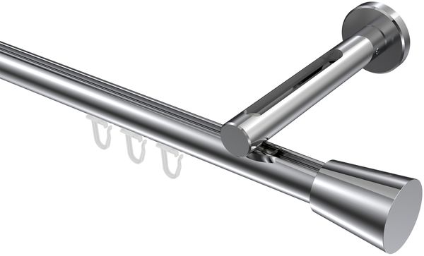 Innenlauf-Gardinenstangen-Set Siteno Sitra 100 cm, 1-läufig, 20 mm Ø Chrom