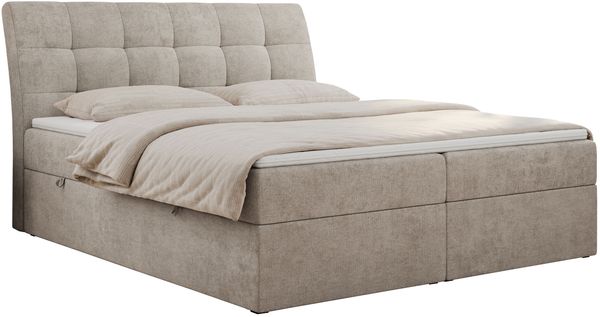 Boxspringbett Polsterbett mit Multipocket-Matratze und Topper - DIEGOS - 160x200cm - Beige Stoff - H4 Bild 3