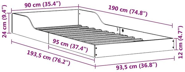 vidaXL Bettrahmen Weiß 90 x 190 cm Massives Kiefernholz 873338 Bild 11