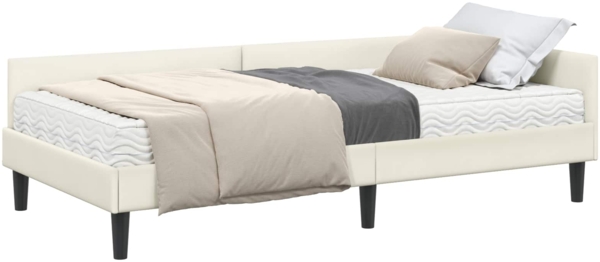 vidaXL Eckbettgestell mit Matratze Sonstiges 2 pcs Creme Samt 3393713